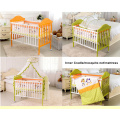 2015 NEW China Manufacturer Steel Frame in imitation of wooden Baby Crib with Mosquito net Folding without tools